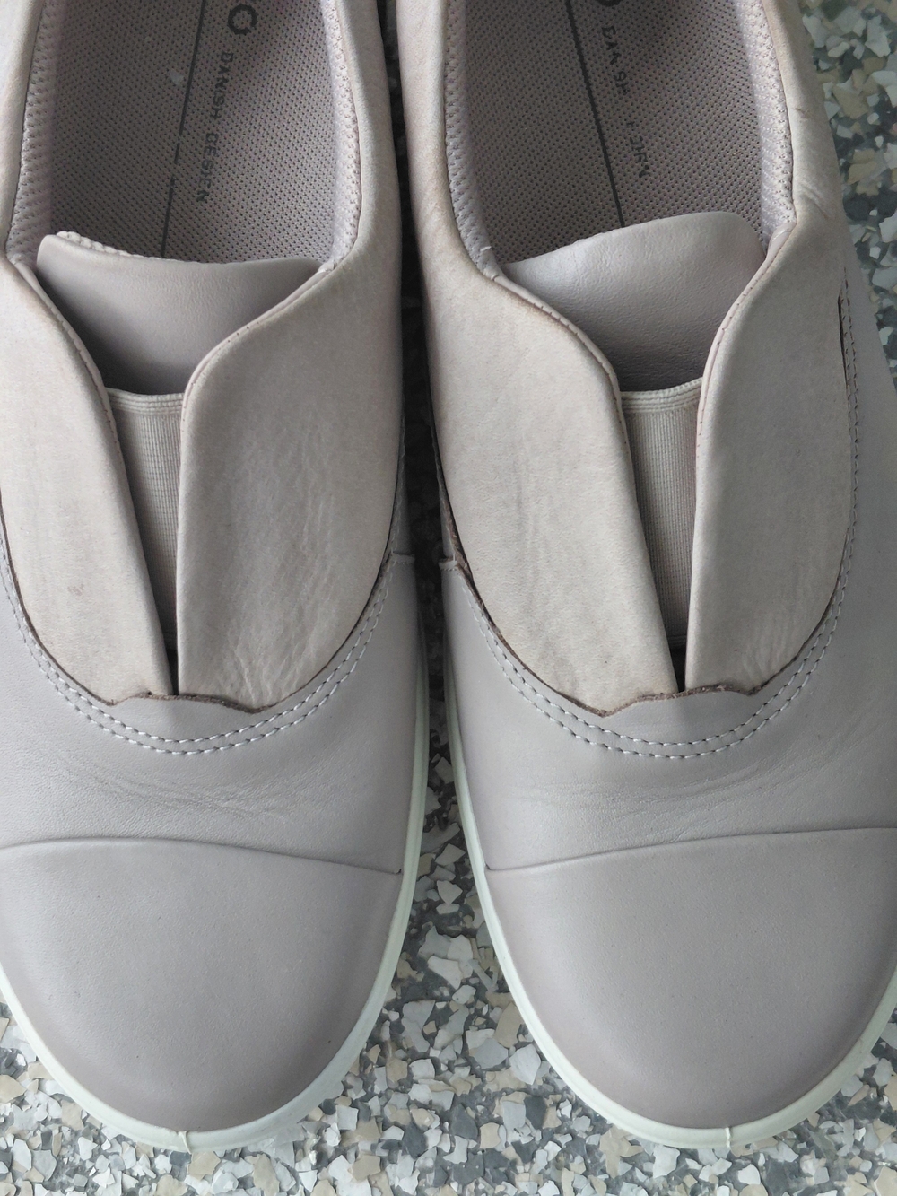 ECCO Women's Grey Slip-On Leather Sneakers - Picture 4 of 7